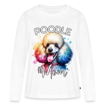 Maman caniche - T-shirt manches longues Premium bio Femme - blanc - Devant - Julia (174cm)