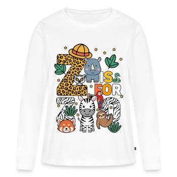 Z c’est pour fête de zoo Jungle zoo anniversaire animaux - T-shirt manches longues Premium bio Femme - blanc - Devant - Julia (174cm)