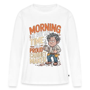 Le matin du menuisier n’est pas mon moment - T-shirt manches longues Premium bio Femme - blanc - Devant - Julia (174cm)