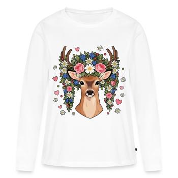 Hirsch Edelweiss Hearts Folk Festival Traditional Costumes - Women's Premium Organic Long Sleeve Shirt - white - Front - Julia (174cm)