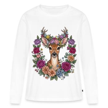 Deer Antlers Flowers Folk Festival Traditional Costumes Replacement - Women's Premium Organic Long Sleeve Shirt - white - Front - Julia (174cm)