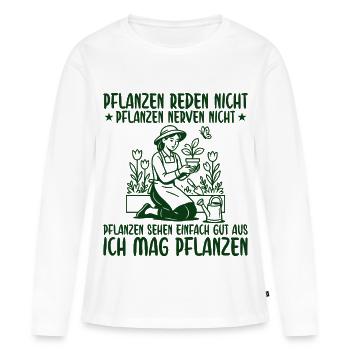 Pflanzen Nerven nicht Retro Gärtnerin - Frauen Premium Bio Langarmshirt - Weiß - Vorne - Julia (174cm)