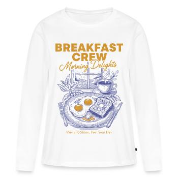 Breakfast Crew Morning Delights Funny Brunch - Women's Premium Organic Long Sleeve Shirt - white - Front - Julia (174cm)