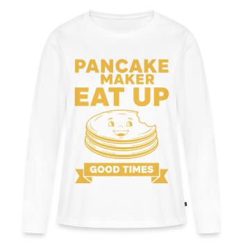 Petit-déjeuner Machine à Crêpes Prend Bons Moments - T-shirt manches longues Premium bio Femme - blanc - Devant - Julia (174cm)