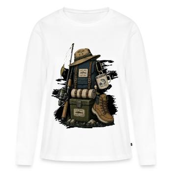 Angeln Angler  - Frauen Premium Bio Langarmshirt - Weiß - Vorne - Julia (174cm)