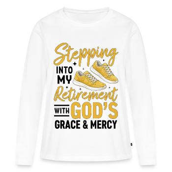 Stepping Into My Retirement With Gods Grace - Women's Premium Organic Long Sleeve Shirt - white - Front - Julia (174cm)