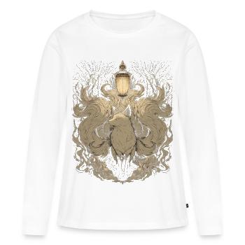 Renard à neuf queues kitsune avec lanterne - T-shirt manches longues Premium bio Femme - blanc - Devant - Julia (174cm)
