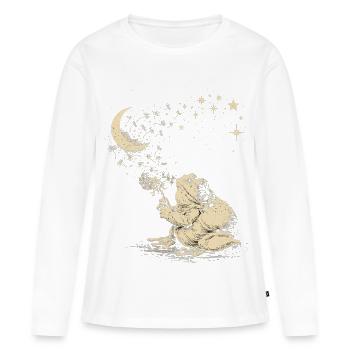 Un mignon pissenlit grenouille sous les étoiles - T-shirt manches longues Premium bio Femme - blanc - Devant - Julia (174cm)