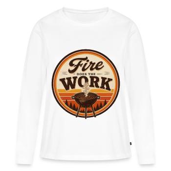 Le barbecue Fire Does The Work - T-shirt manches longues Premium bio Femme - blanc - Devant - Julia (174cm)