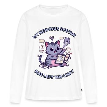 Mon système nerveux a quitté le chat - T-shirt manches longues Premium bio Femme - blanc - Devant - Julia (174cm)
