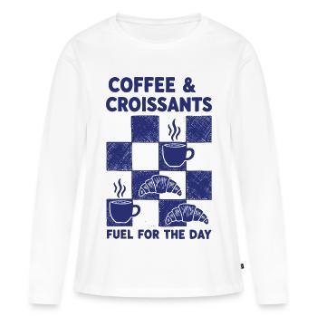 Breakfast Coffee Croissants Fuel For The Day - Women's Premium Organic Long Sleeve Shirt - white - Front - Julia (174cm)