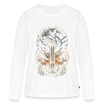 Tempête d’échappement de charbon roulante - T-shirt manches longues Premium bio Femme - blanc - Devant - Julia (174cm)
