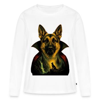 Costume de vampire d’Halloween en berger allemand - T-shirt manches longues Premium bio Femme - blanc - Devant - Julia (174cm)