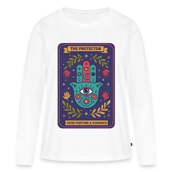 Spirituality Sacred Geometry The Protector - Women's Premium Organic Long Sleeve Shirt - white - Front - Julia (174cm)
