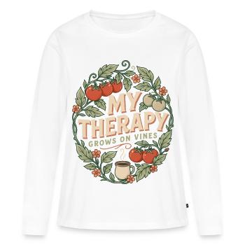 My therapy grows on vines - Women's Premium Organic Long Sleeve Shirt - white - Front - Julia (174cm)