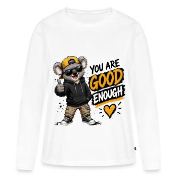 Koala cool – tu es assez bien - T-shirt manches longues Premium bio Femme - blanc - Devant - Julia (174cm)