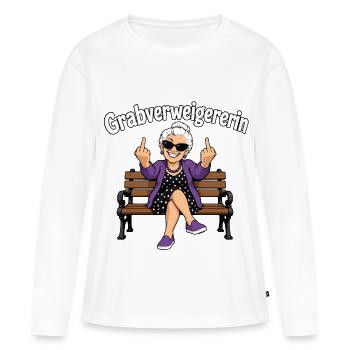 Grabverweigererin Freche Oma Rentner Humor - Frauen Premium Bio Langarmshirt - Weiß - Vorne - Julia (174cm)