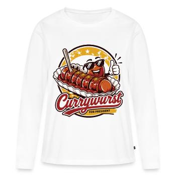Currywurst For President | Fast Food Cult - Women's Premium Organic Long Sleeve Shirt - white - Front - Julia (174cm)