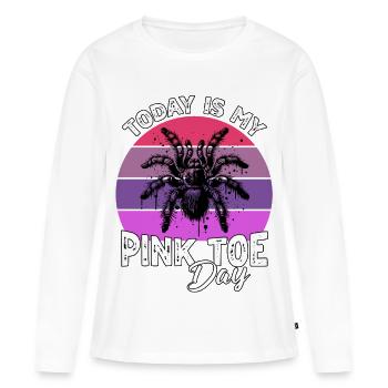 Tarentule à pied rose Pied rose - T-shirt manches longues Premium bio Femme - blanc - Devant - Julia (174cm)