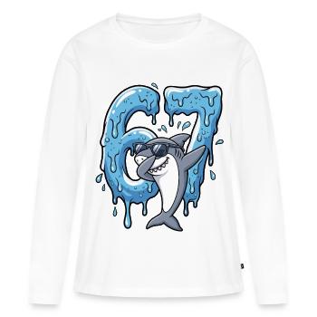 67 Dabbing Hai Six Seven Meme Brainrot Kids Young - T-shirt manches longues Premium bio Femme - blanc - Devant - Julia (174cm)