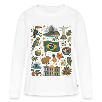 Brazil | Tropics, Football & Joie de vivre - Women's Premium Organic Long Sleeve Shirt - white - Front - Julia (174cm)