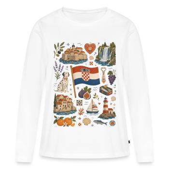Kroatien | Adria, Inseln & Lebensfreude - Frauen Premium Bio Langarmshirt - Weiß - Vorne - Julia (174cm)