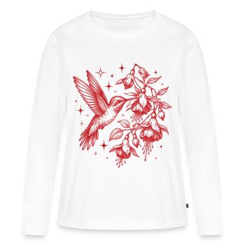 Kolibri-Blumen Vogelbeobachter - Frauen Premium Bio Langarmshirt - Weiß - Vorne - Julia (174cm)