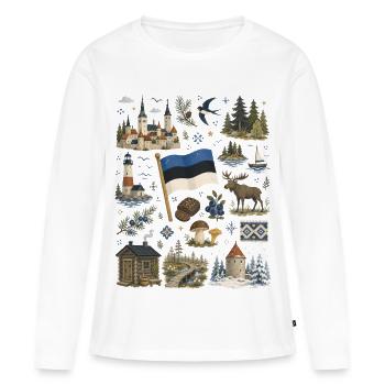 Estonie | Mer Baltique, forêts et hibernation - T-shirt manches longues Premium bio Femme - blanc - Devant - Julia (174cm)