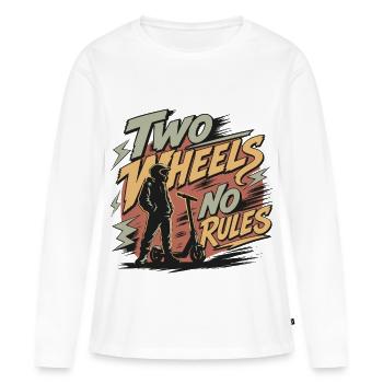 Deux roues Pas de règles | Motocyclistes de scooter - T-shirt manches longues Premium bio Femme - blanc - Devant - Julia (174cm)
