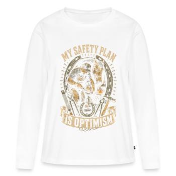Hufschmied Hufschmiede My Safety Plan Is Optimism - Frauen Premium Bio Langarmshirt - Weiß - Vorne - Julia (174cm)