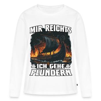 Ich geh plündern – Wikinger Sturm - Frauen Premium Bio Langarmshirt - Weiß - Vorne - Julia (174cm)