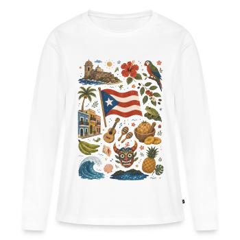 Puerto Rico | Caribbean, Music & Island Feeling - Women's Premium Organic Long Sleeve Shirt - white - Front - Julia (174cm)