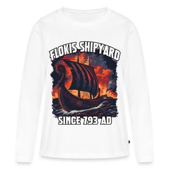Ciel d’incendie du chantier naval Viking - T-shirt manches longues Premium bio Femme - blanc - Devant - Julia (174cm)