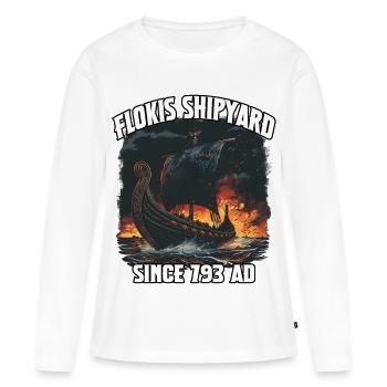 Chantier naval Flokis depuis 793 après J.-C. - T-shirt manches longues Premium bio Femme - blanc - Devant - Julia (174cm)