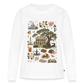 Savannah | Sud, Chênes & Charme - T-shirt manches longues Premium bio Femme - blanc - Devant - Julia (174cm)