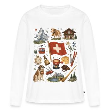 Suisse | Alpes, romance fromage et hutte - T-shirt manches longues Premium bio Femme - blanc - Devant - Julia (174cm)
