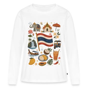 Thaïlande | Temples, tropiques et street food - T-shirt manches longues Premium bio Femme - blanc - Devant - Julia (174cm)