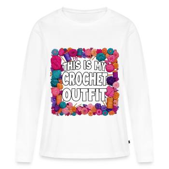 Voici ma tenue au crochet - T-shirt manches longues Premium bio Femme - blanc - Devant - Julia (174cm)