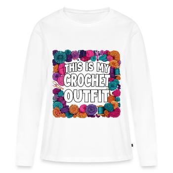 Ma tenue au crochet : Monde de laine colorée - T-shirt manches longues Premium bio Femme - blanc - Devant - Julia (174cm)