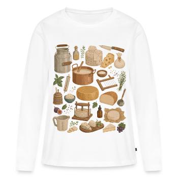 Amour du fromage | Fromage et Artisanat du Fromage - T-shirt manches longues Premium bio Femme - blanc - Devant - Julia (174cm)