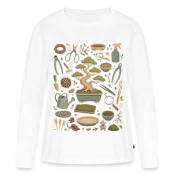 Bonsaï Tranquillité | Art des arbres & Zen - T-shirt manches longues Premium bio Femme - blanc - Devant - Julia (174cm)