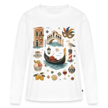 Amour de Venise | Gondole & Italie - T-shirt manches longues Premium bio Femme - blanc - Devant - Julia (174cm)