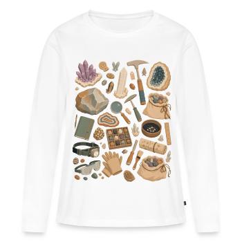 Amour de pierre | Minéraux & Cristaux - T-shirt manches longues Premium bio Femme - blanc - Devant - Julia (174cm)