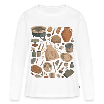 Amour de la poterie | Céramique et poterie - T-shirt manches longues Premium bio Femme - blanc - Devant - Julia (174cm)