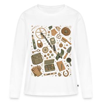Chasse au trésor | Détecteur de métaux et sondes - T-shirt manches longues Premium bio Femme - blanc - Devant - Julia (174cm)