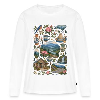 Asheville, Caroline du Nord Amour | Blue Ridge - T-shirt manches longues Premium bio Femme - blanc - Devant - Julia (174cm)