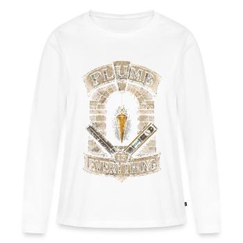 Tailleur de pierre La plomberie de pierre est tout - T-shirt manches longues Premium bio Femme - blanc - Devant - Julia (174cm)