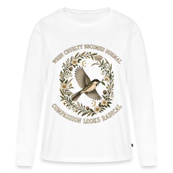 Radikales Mitgefühl Singvogel Soziale Gerechtigkei - Frauen Premium Bio Langarmshirt - Weiß - Vorne - Julia (174cm)