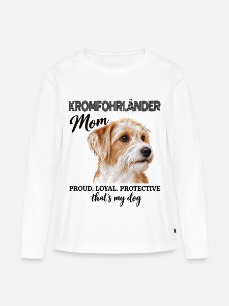 Kromfohrländer Mom Proud Loyal Protective - Frauen Premium Bio Langarmshirt - Weiß