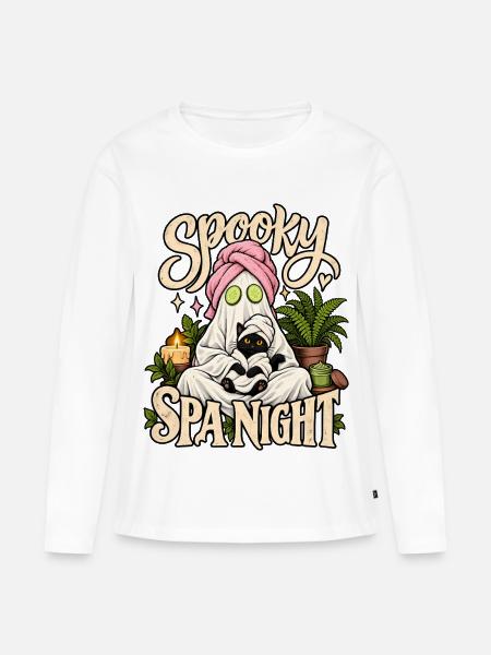 Spooky Spa Night - Frauen Premium Bio Langarmshirt - Weiß